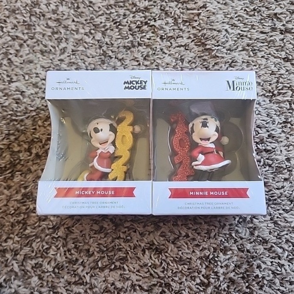 Hallmark‎ Disney Mickey Minnie Mouse 2022 Christmas Ornament Set New Box Sealed